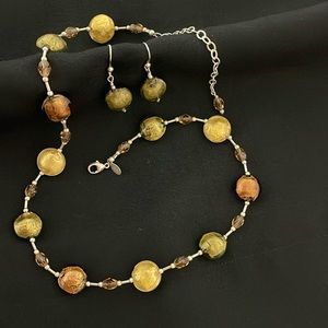 Murano Glass and Swarovski Crystal Necklace and Earring Set